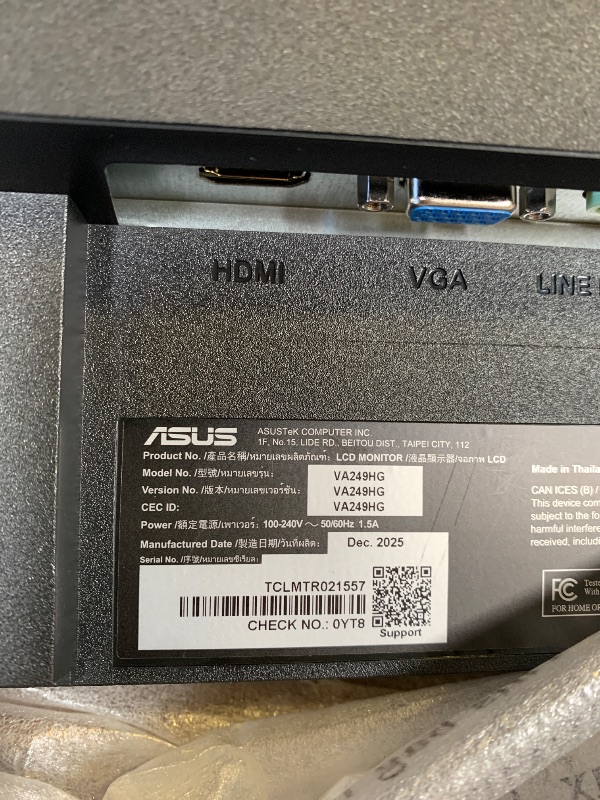 Photo 1 of ASUS 24” (23.8-inch viewable) 1080P VA249HG Eye Care Monitor – IPS, Full HD, 99% sRGB, Frameless, 120Hz, Adaptive-Sync, 1ms, HDMI, VGA, Low Blue Light, Flicker Free, Wall Mountable, 3 yr Warranty