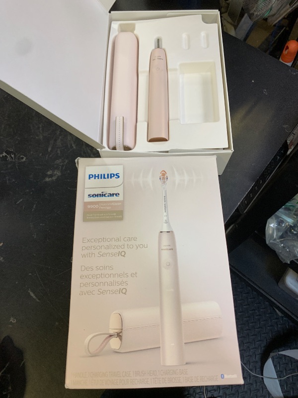 Photo 1 of Philips Sonicare DiamondClean 9900 Prestige Electric Toothbrush - with SenseIQ Technology and Advanced AI App, 5 Brushing Modes, 3 Intensity Levels, Charging Travel Case, Champagne, BD9001AZ