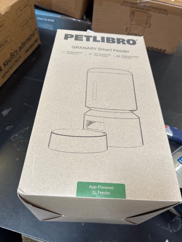Photo 1 of PETLIBRO Automatic Cat Feeder, 5G WiFi Automatic Dog Food Dispenser with Freshness Preservation, 5L Timed Pet Feeder with Low Food Sensor, Up to 10 Meals Per Day, Granary Black