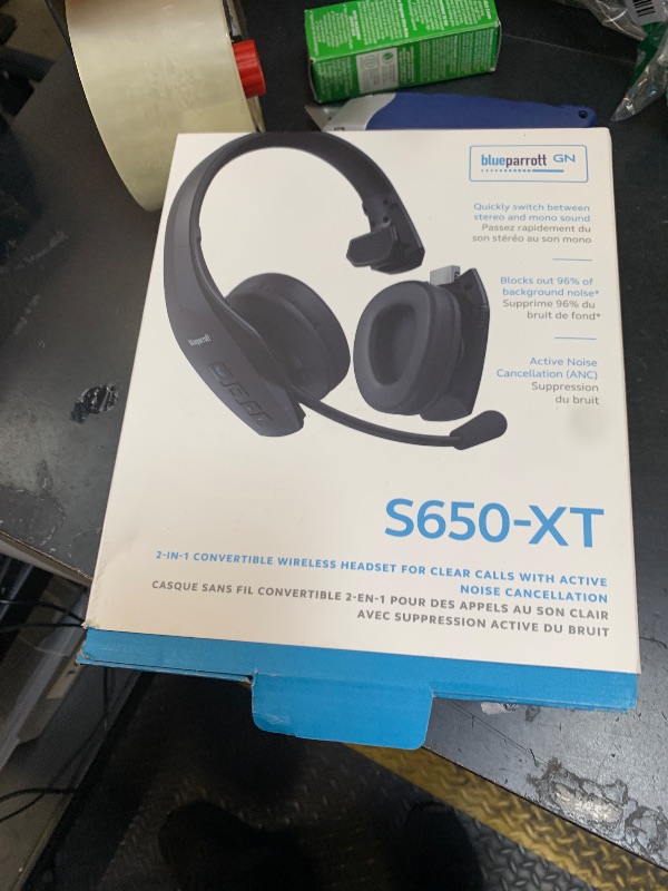 Photo 1 of BlueParrott S650-XT Bluetooth Wireless Headphones 96% Noise Canceling Over Head Trucker Headset with Mic, 2-in-1 Convertible Stereo to Mono with ANC, IP54-Rated Protection, 36 hrs. Talk Time, Black