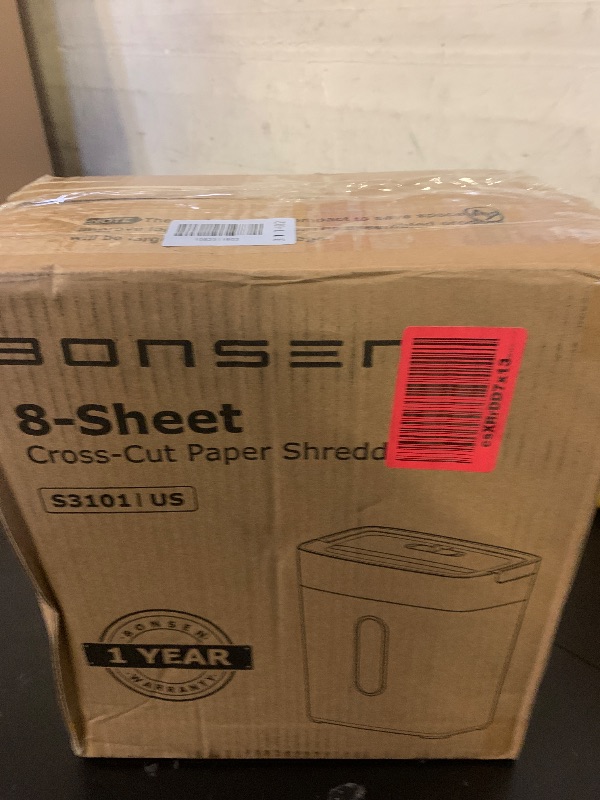 Photo 1 of BONSEN Shredder for Home Office, 4 Gallons 8-Sheet Cross Cut Credit Card Shredder, Small Paper Shredder for Home Use, High Security Level P-4, ETL Certification (S3101)