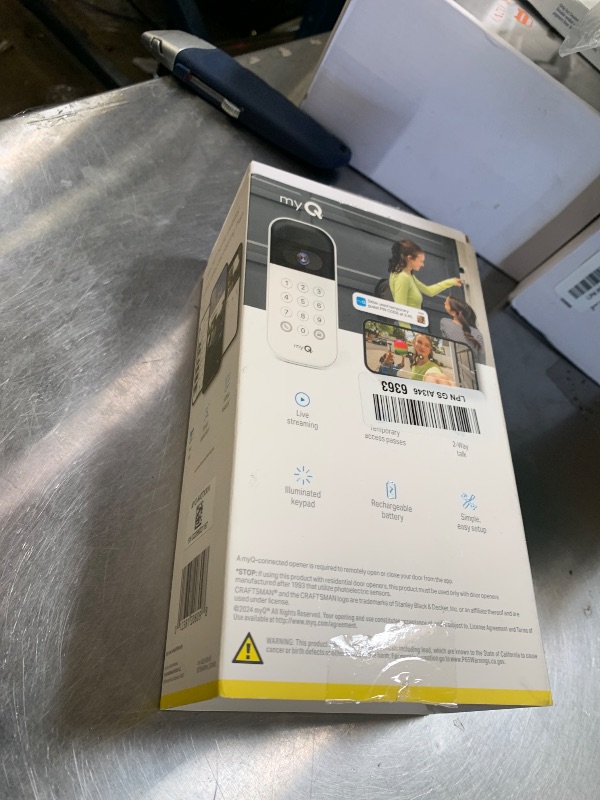 Photo 1 of myQ Smart Garage Door Video Keypad with Wide-Angle Camera,Customizable PIN Codes,and Smartphone Control–Take Charge of Your Garage Access Works with Chamberlain, LiftMaster and Craftsman openers,White