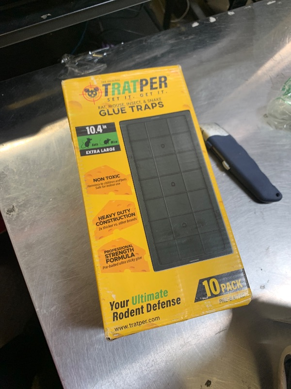 Photo 1 of TRATPER Glue Traps for Mice,Rat,Mouse,Snake,Lizard,Insect. 10 Pack. Extra Strength,Pre-Baited Adhesive.Heavy Duty Plastic Tray.Non-Toxic,Chemical-Free Pest Control for Home. 10Pack