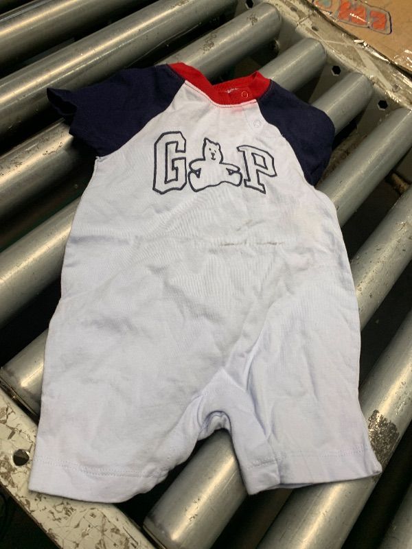 View 3 of ***STOCK PHOTO FOR REFERENCE ONLY, LIGHT BLUE/DARK BLUE/RED***GAP Unisex Baby Logo Shortie - 3-6 MONTHS