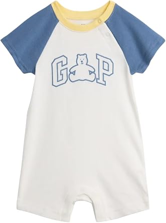 View 1 of ***STOCK PHOTO FOR REFERENCE ONLY, LIGHT BLUE/DARK BLUE/RED***GAP Unisex Baby Logo Shortie - 3-6 MONTHS