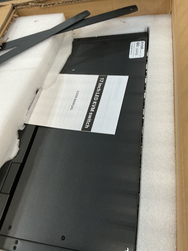 View 3 of Arvitek 1U Rack Mount KVM Console w/17" LCD Monitor, VGA KVM Switch 8 Port w/Cables, Keyboard Touchpad, Support Hot-Key, OSD Switch, Fits 23.6–31.8" Rack Depth, Support 1280*1024