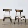 Photo 1 of **MISSING SOME HARDWARE**Lev Cream/Walnut Fabric Modern Farmhouse Upholstered Dining Chairs with Contoured Low Back for Dinning Room (Set of 2) EST VALUE 96.38