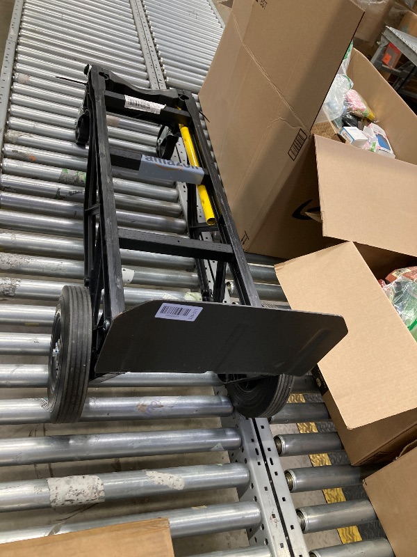 Photo 1 of "Harper Trucks 700 lb Capacity Glass Filled Nylon Convertible Hand Truck and Dolly with 10"" Flat-Free Solid Rubber Wheels", Black with Yellow Handle (PGDY8635P)