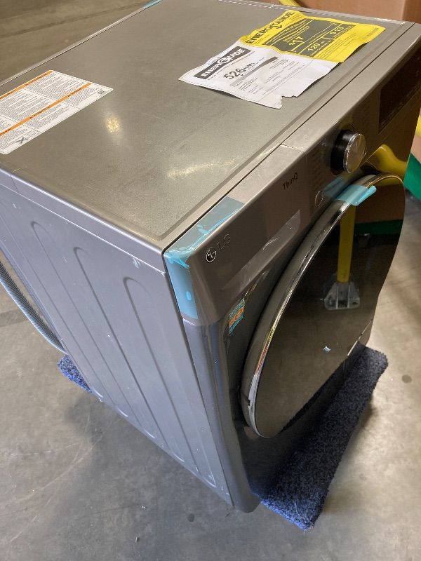 Photo 1 of ***DAMAGE -DETERGENT LID BROKEN, SOME DENTS, SCUFFS/SCRATCHES -SELLING AS IS ***
LG WM3555HVA 2.4?Cu.?Ft. Smart Wi?Fi Enabled Front-Load All-in-One Washer/Dryer Combo – Compact, Energy-Efficient Laundry Solution, White ***DAMAGE -SOME DENTS, SCUFFS/SCRAT