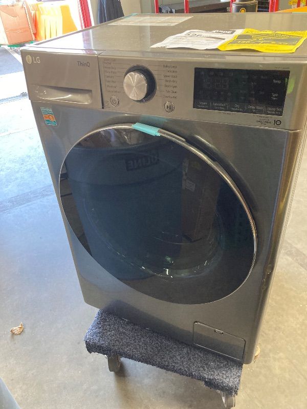 Photo 1 of ***DAMAGE -DETERGENT LID BROKEN, SOME DENTS, SCUFFS/SCRATCHES -SELLING AS IS ***
LG WM3555HVA 2.4?Cu.?Ft. Smart Wi?Fi Enabled Front-Load All-in-One Washer/Dryer Combo – Compact, Energy-Efficient Laundry Solution, White ***DAMAGE -SOME DENTS, SCUFFS/SCRAT