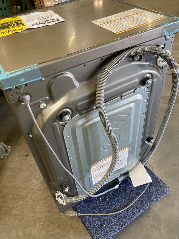 Photo 1 of ***DAMAGE -DETERGENT LID BROKEN, SOME DENTS, SCUFFS/SCRATCHES -SELLING AS IS ***
LG WM3555HVA 2.4?Cu.?Ft. Smart Wi?Fi Enabled Front-Load All-in-One Washer/Dryer Combo – Compact, Energy-Efficient Laundry Solution, White ***DAMAGE -SOME DENTS, SCUFFS/SCRAT