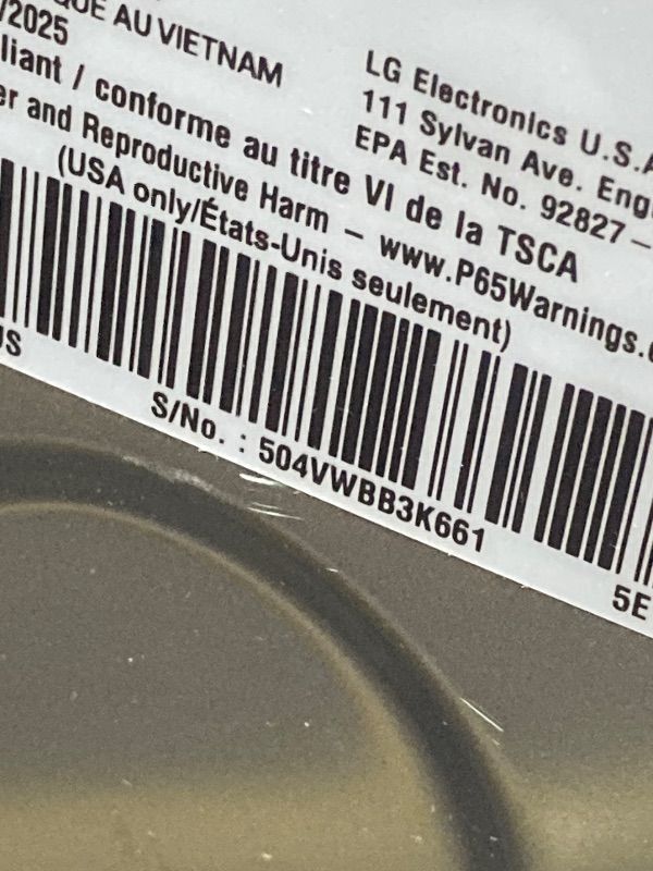 Photo 1 of ***DAMAGE -DETERGENT LID BROKEN, SOME DENTS, SCUFFS/SCRATCHES -SELLING AS IS ***
LG WM3555HVA 2.4?Cu.?Ft. Smart Wi?Fi Enabled Front-Load All-in-One Washer/Dryer Combo – Compact, Energy-Efficient Laundry Solution, White ***DAMAGE -SOME DENTS, SCUFFS/SCRAT