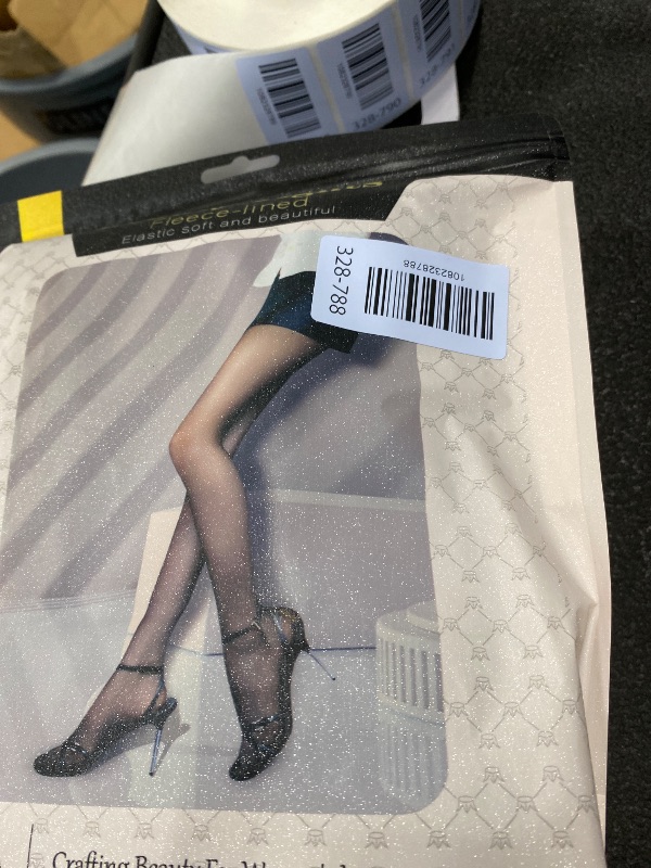 View 2 of ***PACK OF 3***Welvgnnce Fleece Lined Tights Sheer Women - Fake Translucent Warm Pantyhose Leggings Sheer Thick Tights for Winter Black