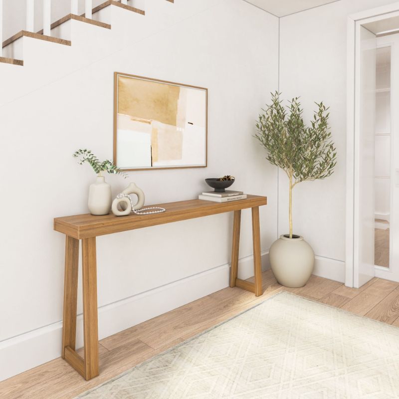 Photo 1 of **MISSING SOME HARDWARE**Plank+Beam Classic 66 in. Pecan Rectangle Wood Console Table