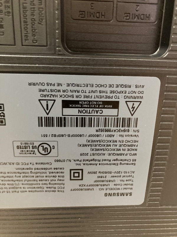 Photo 1 of **NO RETURNS, NO REFUNDS** Samsung 85-Inch Class Crystal UHD U8000F 4K Smart TV (2025 Model) Endless Free Content, Crystal Processor 4K, MetalStream Design, Knox Security, Alexa Built-in