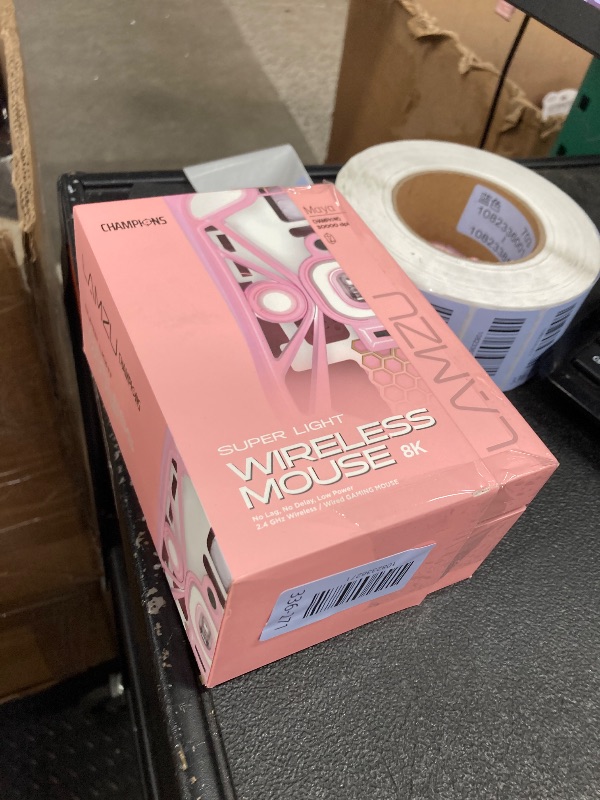 Photo 1 of **PARTS ONLY***Lamzu Maya Champion Edition Wireless Gaming Mouse, Ultra-Lightweight 45g, Optical Switch, Golden TTC Dust-Proof Encoder, Pixart PAW 3950 IC, 8K Compatible, Compatible with PC/Mac (Light Pink)