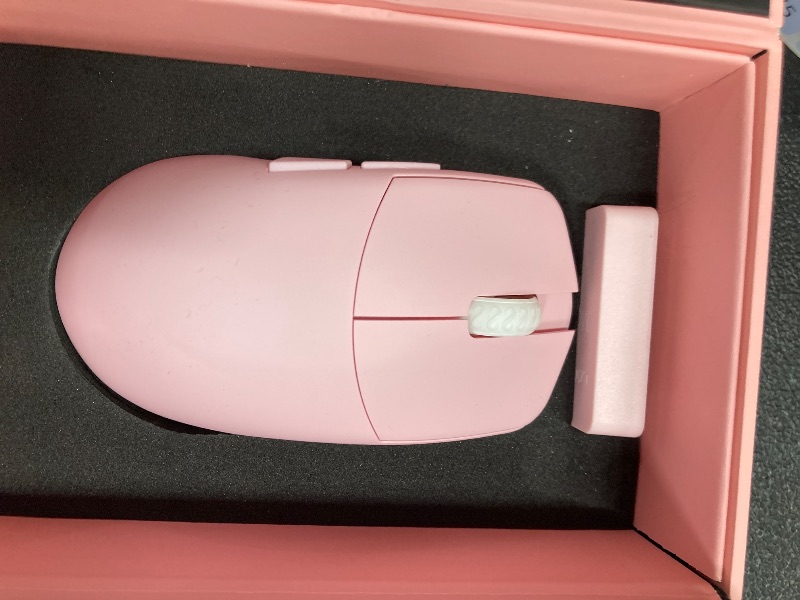 Photo 1 of **PARTS ONLY***Lamzu Maya Champion Edition Wireless Gaming Mouse, Ultra-Lightweight 45g, Optical Switch, Golden TTC Dust-Proof Encoder, Pixart PAW 3950 IC, 8K Compatible, Compatible with PC/Mac (Light Pink)