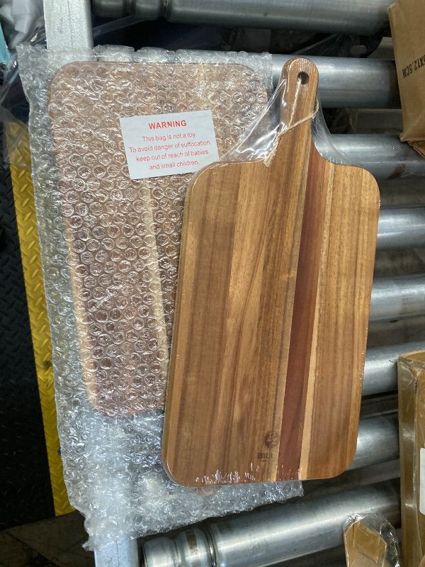 View 2 of **2**BILL.F Wood Cutting Board for Kitchen Set of 2 Cutting Board Wood with Handle Decorative Wooden Serving Board for Kitchen and Dining Room