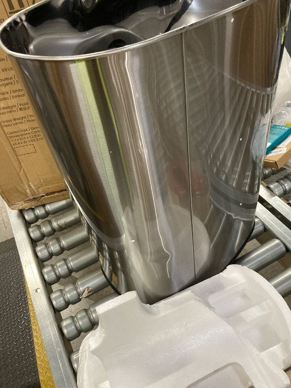 Photo 1 of ***MISSING INSERT PART ONLY*** iTouchless 13 Gallon Oval Touchless Sensor Trash Can with Odor Filter, Fingerprint-Proof Stainless Steel, 50L Automatic Kitchen Garbage Bin, Smart Hands-Free Motion Lid, Quiet Soft-Close  ***SOME DENTS***