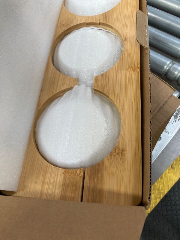 Photo 1 of ***WOOD IS CRACKED***Sunhoo Raised Cat Food Water Bowl Elevated Tilted Kitty Dishes Set of 3 Ceramic Dish for Indoor Cats Orthopedic Pet Food Stand Reduces Vomiting 3 Bowl Cat Feeder Easy Assembly(Wood Color)***WOOD IS CRACKED***