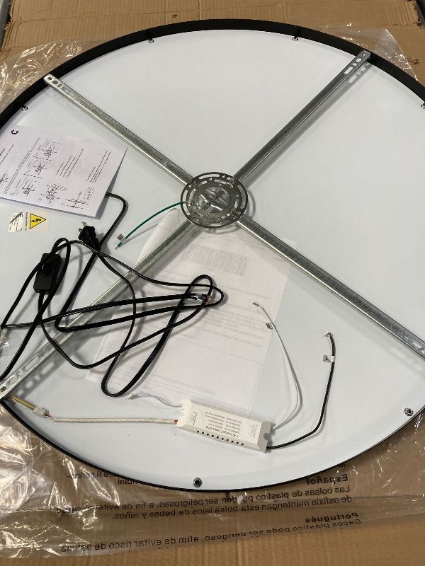 Photo 1 of ***DAMAGED -SELLING AS PARTS ONLY*** Clamber Dimmable Moon Wall Light 31.5 Inch Indoor Plug in LED Wall Sconce with Remote Control Black Modern Wall Lamps for Bedroom Living Room Decor Lighted Wall Art