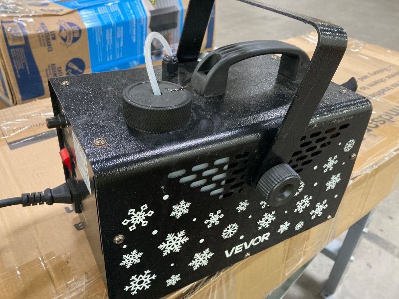 Photo 1 of **PARTS ONLY***VEVOR 900W Snow Machine with 9 LED RGB Lights, 12 LED Lighting Colors, and Wireless Remote, Handheld/Hanging Outdoor Snowflake Machine Fake Snow Machines with 1L Tank for Christmas Party