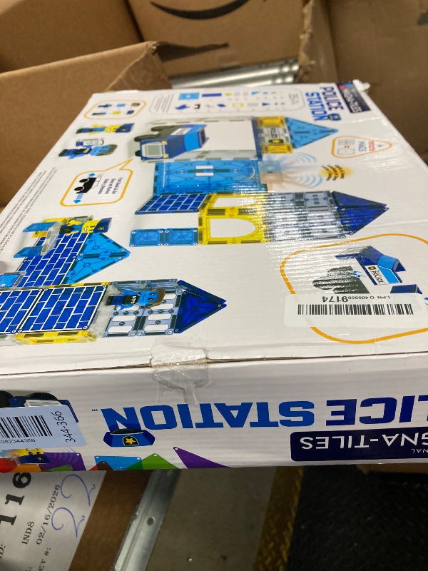 Photo 1 of **MISSING PARTS**MAGNA-TILES Police Station 35-Piece Magnetic Construction Set, The Original Magnetic Building Brand