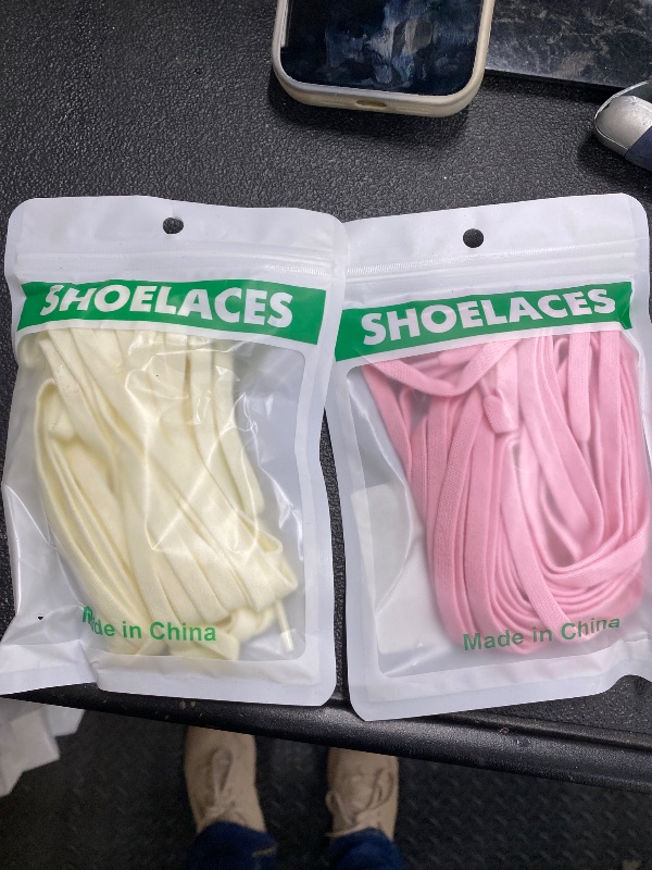Photo 1 of **2 packs, one pack off white and one pack pink**Neo-wows Elastic Shoe Laces, 2 Pairs No Tie Stretch Shoelaces for Sneakers, Slip On Laces for Kids & Adults