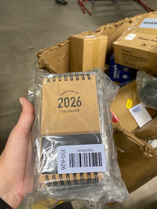 Photo 1 of **BUNDLE OF 10!**Mini Desk Calendar 2026-2027- Small Desktop Calendar January 2026 to June 2027, Mini Daily Schedule Thick Paper Twin-Wire Binding with Stickers for Home Office School (Kraft paper color)