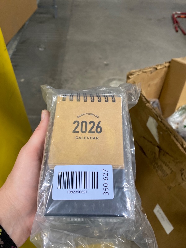 Photo 1 of **BUNDLE OF 10!** Mini Desk Calendar 2026-2027- Small Desktop Calendar January 2026 to June 2027, Mini Daily Schedule Thick Paper Twin-Wire Binding with Stickers for Home Office School (Kraft paper color)