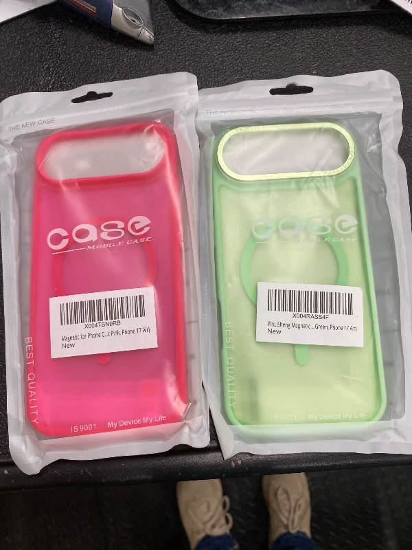 Photo 1 of **2 PACK, ONE HOT PINK AND ONE NEON GREEN**
PinLiSheng Magnetic for iPhone Air Case with 1 Screen Protector [Mil-Grade Drop Protection] [Compatible with Magsafe] Shockproof Slim Translucent Matte Protective Phone Case, Hot Pink