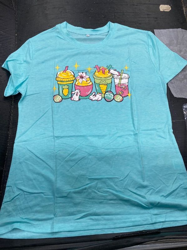 Photo 1 of **PURPLE**WOMEN'S SHORT SLEEVE, CREW NECK TEE SHIRT, EASTER, SIZE LARGE