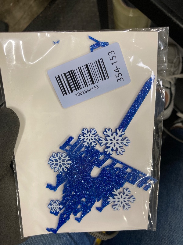 Photo 1 of 1 Pack Acrylic Blue Glitter Snowflake Castle Happy Birthday Cake Topper Winter Snow Cake Decoraton for Winter Wonderland Birthday Party Supplies