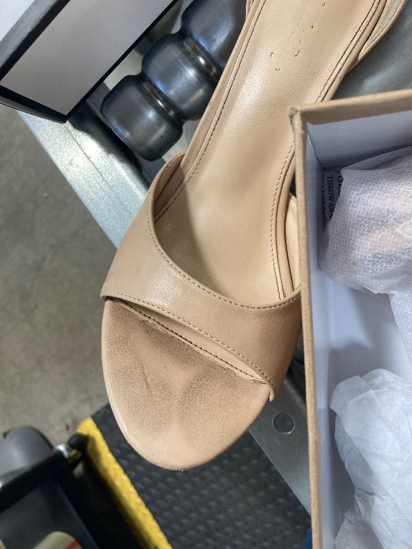 Photo 1 of ***USED*** Elisabet Tang Woman's Round Open Toe Ankle Strap Heeled Platform Sandals Stiletto High Heel Sandal Dressy Sexy Wedding Party Shoes Nude Size 9  ***USED, SOME SCUFF/SCRATCHES, FOOTBED/SOLE WEAR-DIRTY RESIDUE -SELLING AS IS***