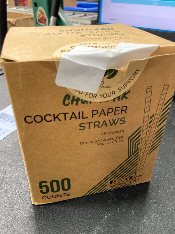 Photo 1 of [500 Counts] Chunspak 5.75 inch Disposable Red White Striped Small Paper Straws for Cocktail, Coffee and Short Drinks - Eco-friendly