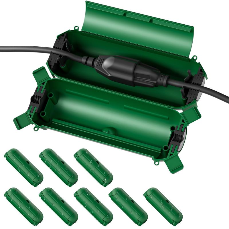 Photo 1 of ***ONLY 4 INCLUDED***Flemoon [9 Pack] Outdoor Extension Cord Safety Cover, IPX4 Waterproof Connection Protector, Weatherproof Electrical Box for Outdoor Plug, Outlet, Holiday Light, Christmas Decorations, Green***ONLY 4 INCLUDED***