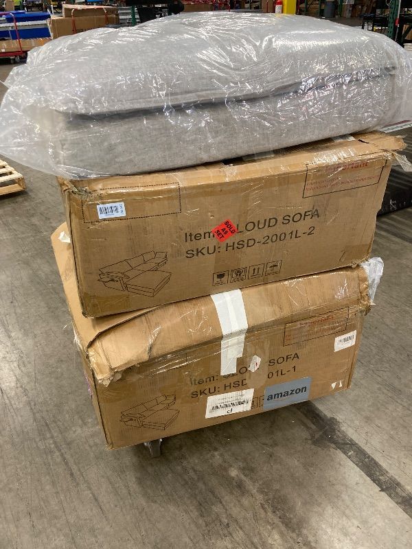View 3 of **A BOX OR MORE IS MISSING*ONLY PART OF ITEM INCLUDED***THIS IS A SET*MAKE SURE YOU GET ALL 3 PIECES**FAVSH L-Shaped Modular Sectional Sofa, 3-Seater Cloud Couch with Movable Ottoman, Deep Seat Chenille Upholstery, USB & Type-C Charging, Foldable Side Tab