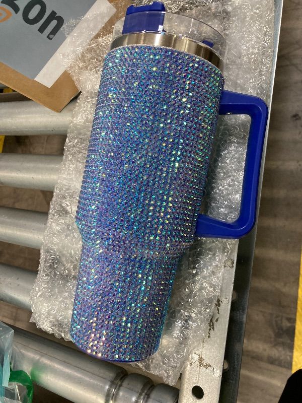Photo 1 of ***MISSING STRAW***HWISDMIG 40oz Tumbler with Handle-Glitter Rhinestones Tumbler Bling Cups Stainless Steel Water Bottle Diamond Studded Tumbler for Women-Birthday Gifts for Women, Mom, Girlfriend (Light Lilac)***MISSING STRAW***