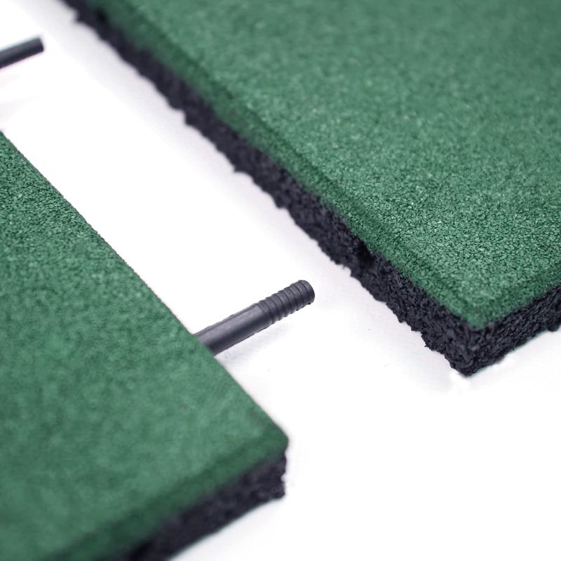 Photo 1 of **ONLY 2/ PARTIAL SET-BOX 2 OF 2 ONLY*** Easy DIY Interlocking Outdoor Rubber Tiles 20" x 20" x 1” Thick for Playground Use, Outdoor Gym Floor, Sports Deck, Backyard Play Area, Safety Rubber Paver (Pack of 4) Green