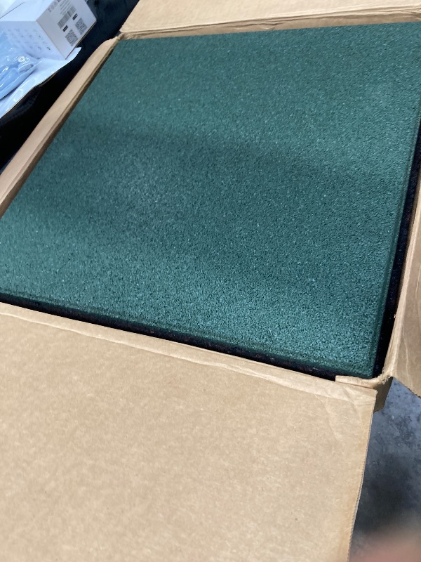 Photo 1 of **ONLY 2/ PARTIAL SET-BOX 2 OF 2 ONLY*** Easy DIY Interlocking Outdoor Rubber Tiles 20" x 20" x 1” Thick for Playground Use, Outdoor Gym Floor, Sports Deck, Backyard Play Area, Safety Rubber Paver (Pack of 4) Green