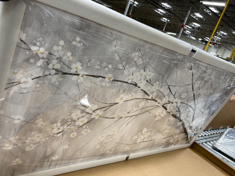 Photo 1 of ****It is used and has a small chip on one corner.***WINKAILIN Large 29"x58" White Black and Gold Plum Blossom Canvas Black Frame Wall Art Minimalist Flower Poster Decorative Artwork for Living Room Bedroom Office Kitchen Walls