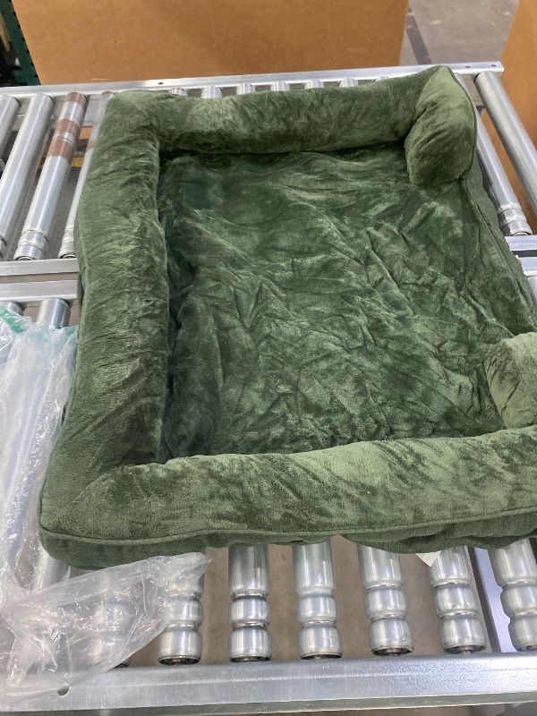 Photo 1 of ***MISSING FOAM -SELLING AS IS -NOT IN BOX*** EHEYCIGA Orthopedic Dog Beds for Large Dogs, Large Dog Bed with Sides, Non-Slip Bottom Pet Couch Bed with Washable Removable Cover, Dark Green