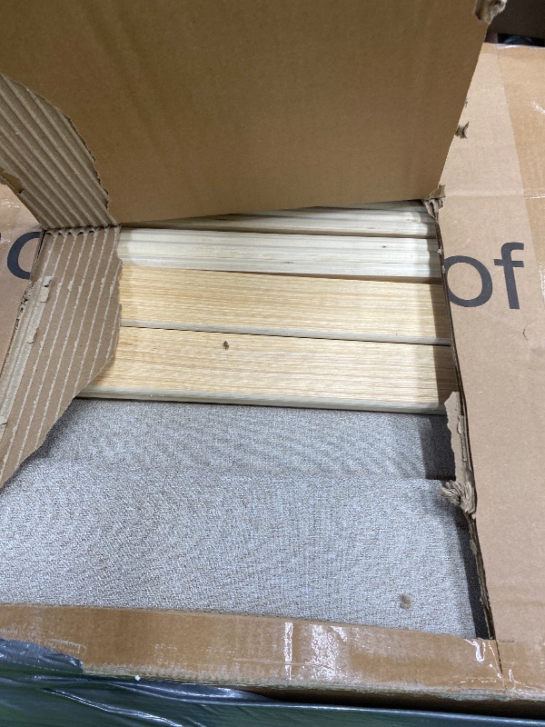 Photo 1 of ***** MISSING 1 BOX************** Feonase Full Size Bed Frame with Storage & Charging Station - Hydraulic Lift Up Platform Bed, Upholstered Button Tufted Headboard, Sturdy Wooden Slats, Noise-Free, No Box Spring Needed,Beige