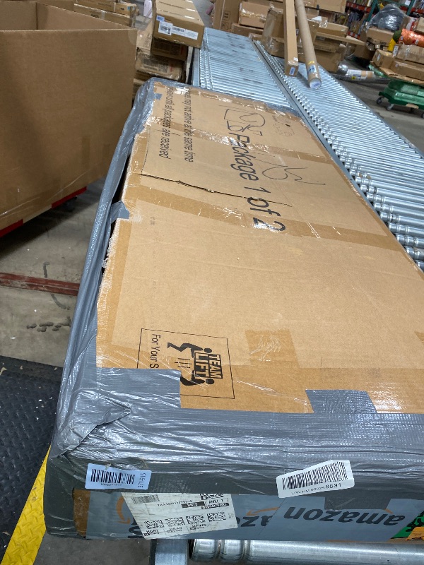 Photo 1 of ***** MISSING 1 BOX************** Feonase Full Size Bed Frame with Storage & Charging Station - Hydraulic Lift Up Platform Bed, Upholstered Button Tufted Headboard, Sturdy Wooden Slats, Noise-Free, No Box Spring Needed,Beige