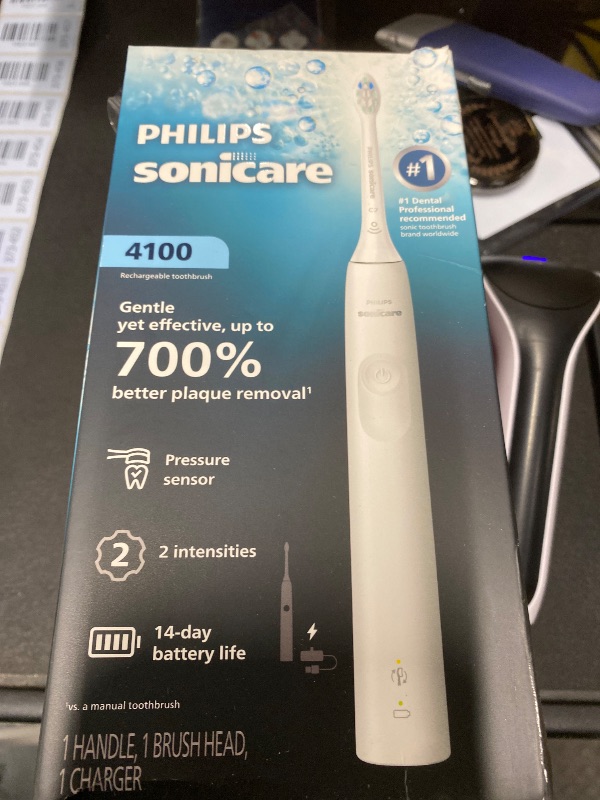 Photo 1 of ***MISSING PARTS -SELLING AS IS ***Philips Sonicare 4100 Series Electric Toothbrush - Sonic Toothbrush with Advanced Sonic Technology, Pressure Sensor, Two Intensity Settings, Smartimer & Quadpacer, White, Model HX3681/23