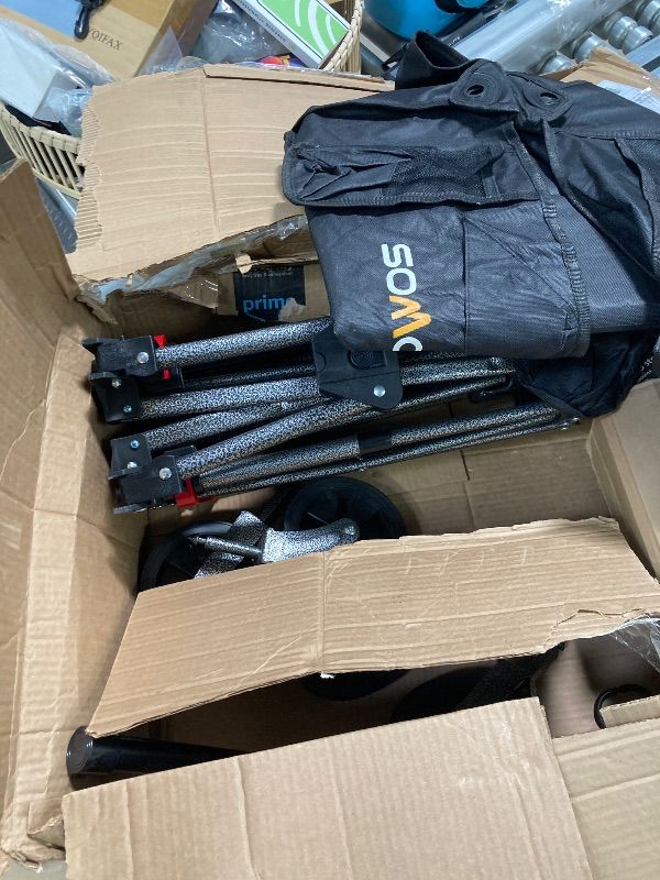 Photo 1 of ***MISSING HANDLE -SELLING AS IS ***Colegence Folding Wagon Cart with Wheels and Tailgate, 330 lbs 120 l Capacity,  Portable Collapsible Utility Wagon Cart for Groceries, Outdoor Camping, Shopping, Garden (Black) ***BOX RIPPED/TORN***