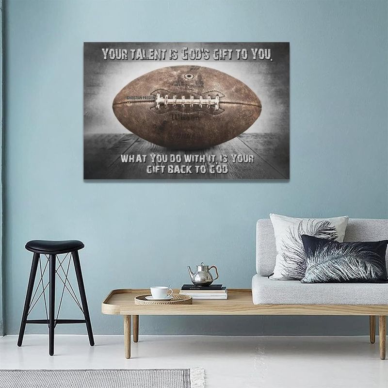 Photo 1 of **FRAME IS CRACKED IN 2 PLACES-SEE PICS***Vintage Football Sport Poster Wall Decor Inspirational Quotes Rugby Pictures Canvas Prints Framed Artwork Home Decor For Boys Room Bedroom Gym   60X30