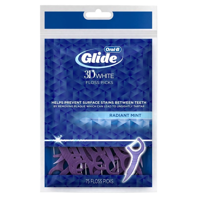 Photo 1 of **2 PACK***Oral-b Glide Peppermint Dental Floss Picks with Arctic Peppermint Oil Flavor, 75 Picks PACK OF 2