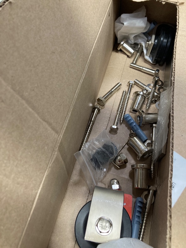View 4 of ****************PARTS ONLY*************VEVOR 8FT Brushed Nickel Sliding Barn Door Hardware Kit, 330 LBS Weight Capacity, Compatible with 42 to 48 Inches Width & 1-3/8 to 1-3/4 Inches Thickness Single Door, Durable Track & J-Shape Roller