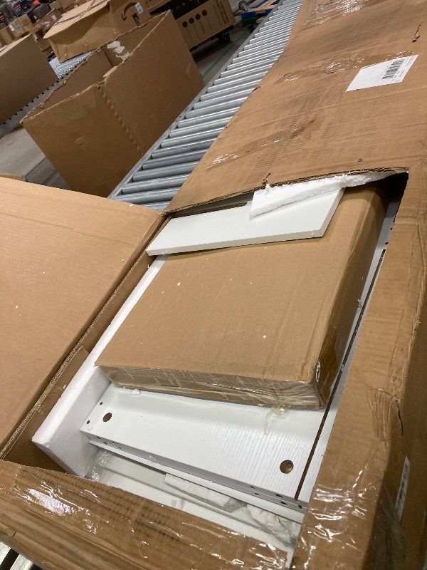 Photo 1 of ***parts set **IDEALHOUSE 55" Farmhouse Coffee Bar Cabinet with Power Outlet & LED Light - Sliding Barn Door Buffet with Removable Wine Rack, 2-Tier Drawers, for Kitchen, Dining & Living Room, White